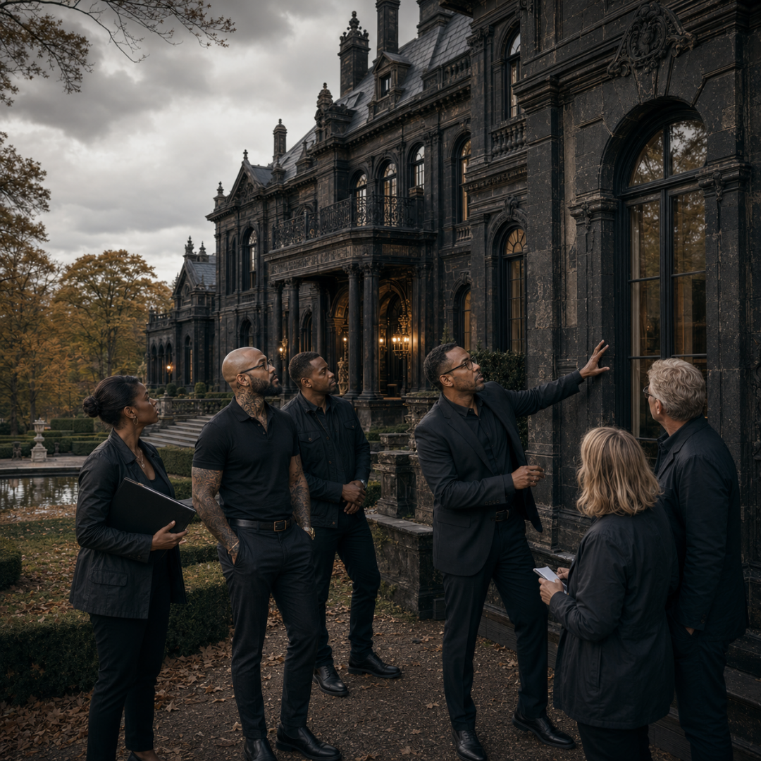 Zane Richardson and Lindell Walters overseeing historic restoration and preservation work at a luxury estate.